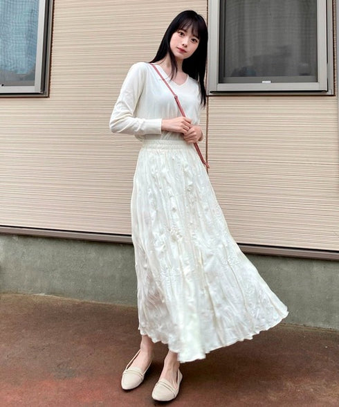 バンディングプリーツエロングスカート